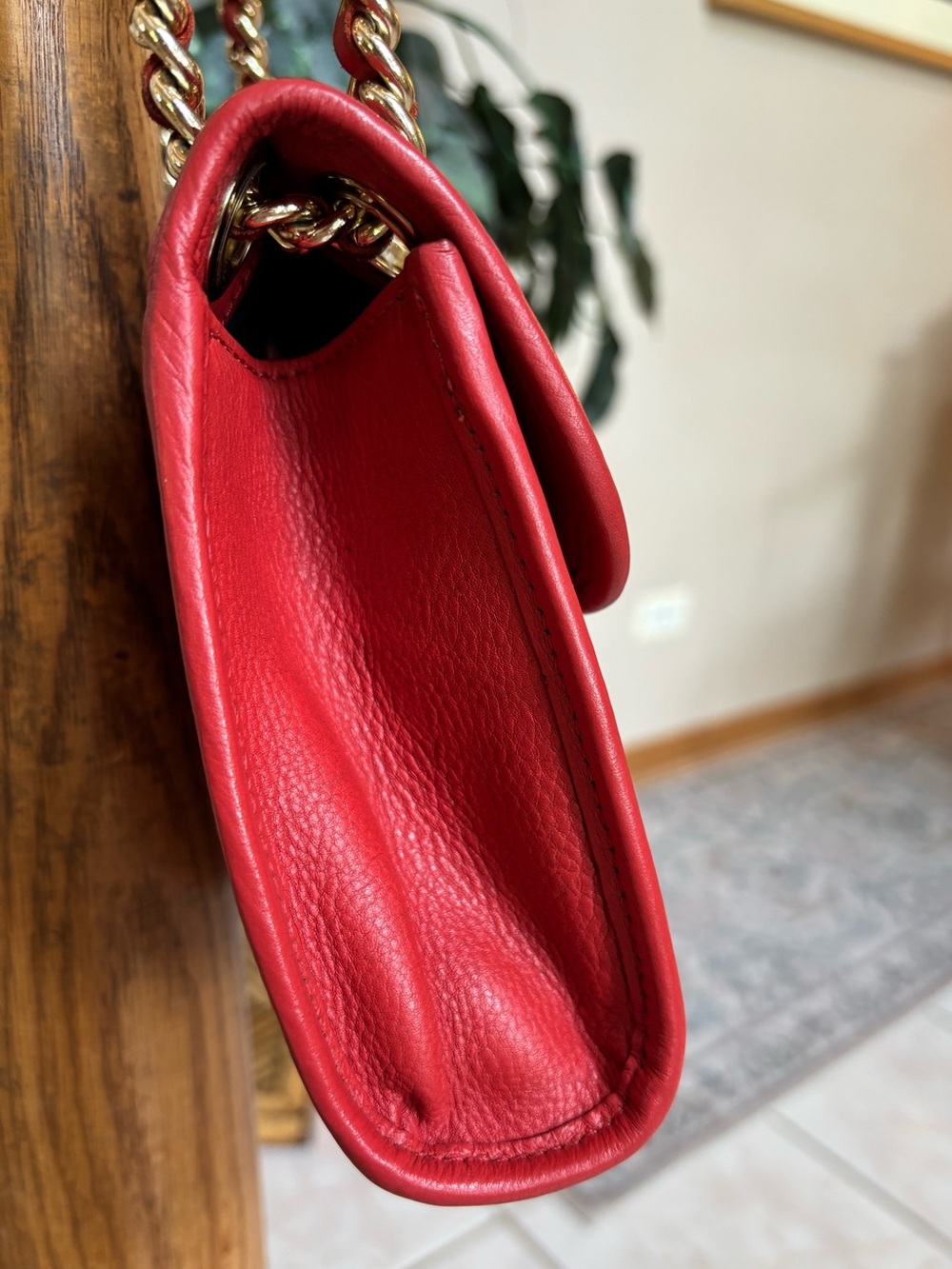REBECCA MINKOFF Red Leather Quilted Chain Shoulder Bag - Picture 4 of 12